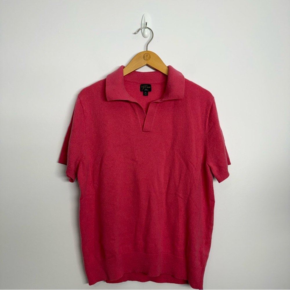 J. Crew Men's 100% Cashmere Pink Short Sleeve Polo Sweater (see description)